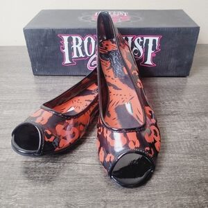 IRON FIST RAW POWER PEEP TOE FLAT ORANGE SIZE 6